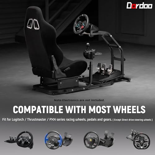 Dardoo G29 Racing Simulator Cockpit with Adjustable Race Seat Fits for Logitech G920 G923, Thrustmaster T150 T300RS GT Racing Steering Wheel Stand, Not Included Wheel Shifter and Pedals