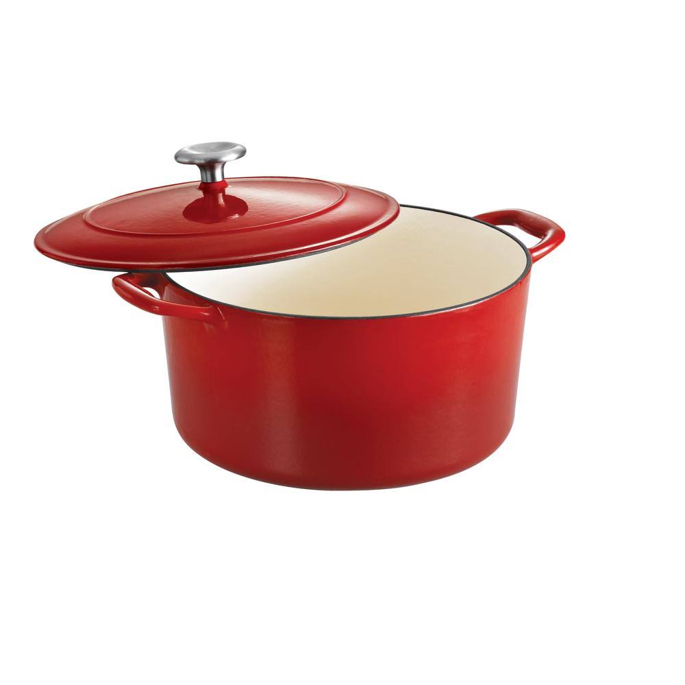 Tramontina Gourmet 6.5 qt. Round Enameled Cast Iron Dutch Oven in Gradated Red with Lid