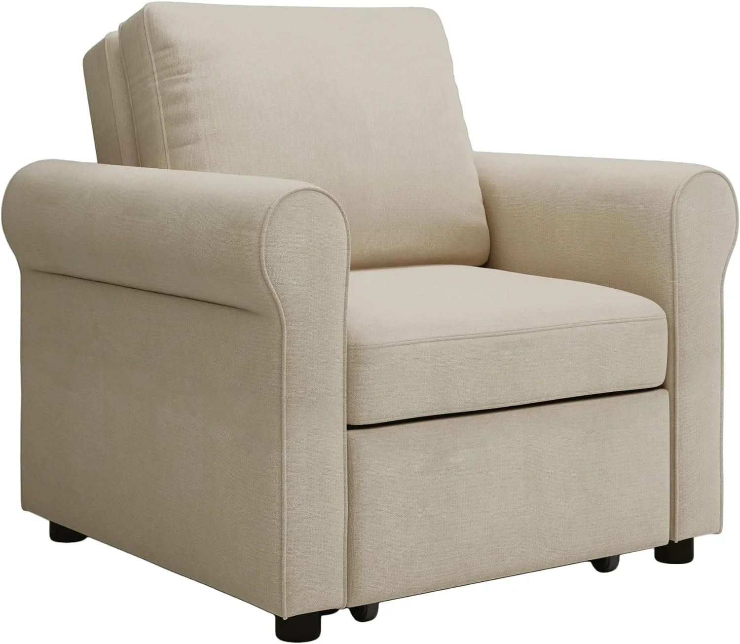 Sofa Bed Chair, Convertible Sleeper Chair Bed With Adjustable Backrest Into A Sofa, Single Bed, Modern Chair Bed For Living Room Bedroom, Beige