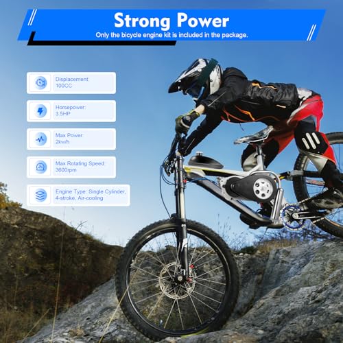 100cc 4-Strok Bicycle Engine Kit,Single Cylinder Gas Motorized Motor Bike Modified Engine Scooter,3600rpm Bike DIY Modified Engine Kit (Chain)