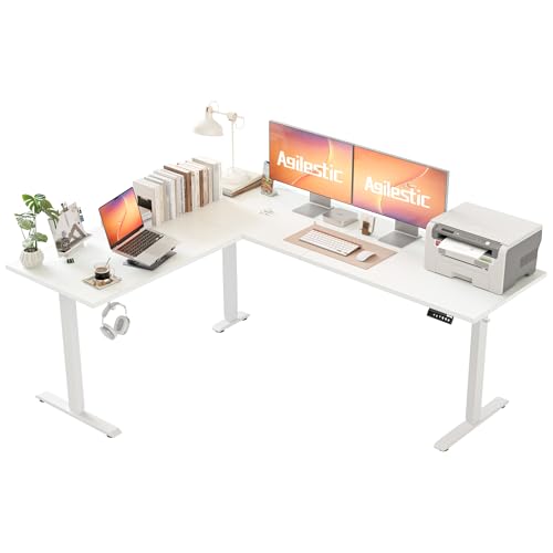 Agilestic L Shaped Electric Standing Desk with 2 Drawers, 63 Inch Ergonomic Adjustable Height Desk with Storage, Corner Desk Sit Stand up Computer Table for Work Office Home, Rustic Brown