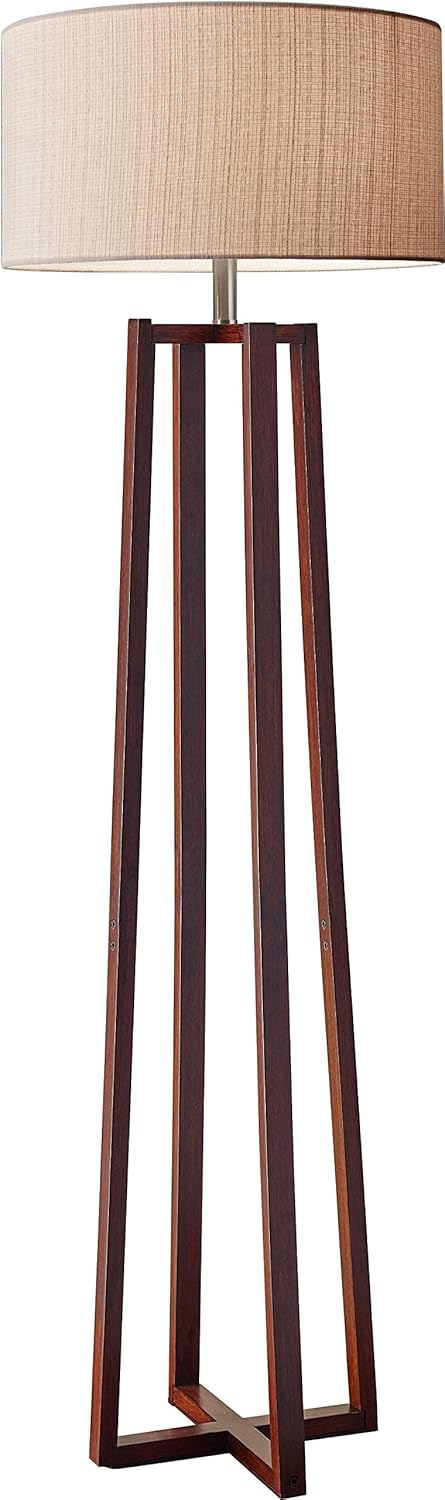 Adesso 1502-15 Quinn Table Lantern, 17 in, 60 W Incandescent/CFL, Walnut Birch Wood, 1 Wooden Lamp