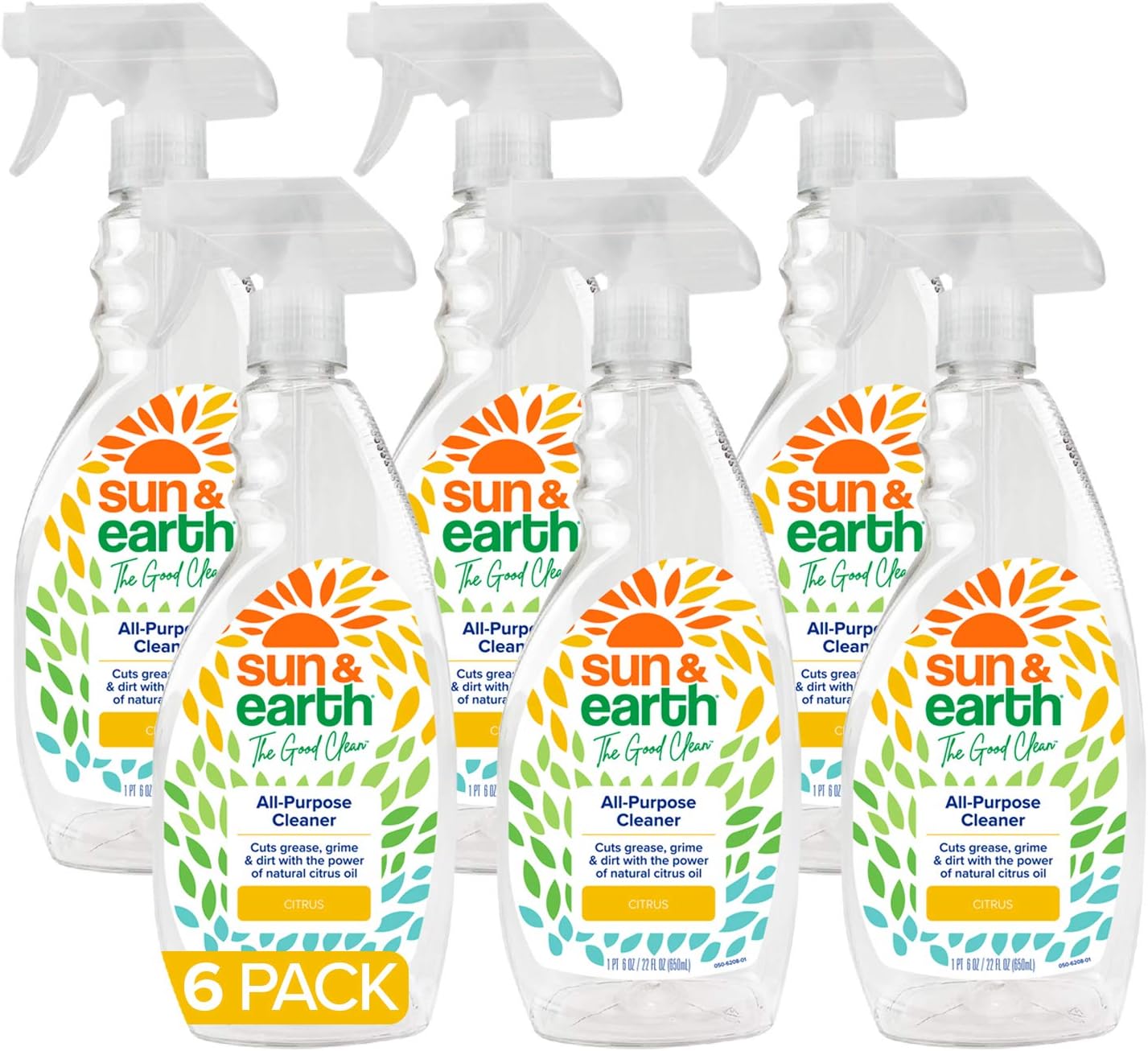 All Purpose Cleaner Wipes Bulk by Sun & Earth, 480 total wipes, Pack of 6, All Natural Citrus Scent, Plant Based Ingredients, Safe on all Household hard surfaces, No Phosphates, Parabens or Sulfates Pack of 2