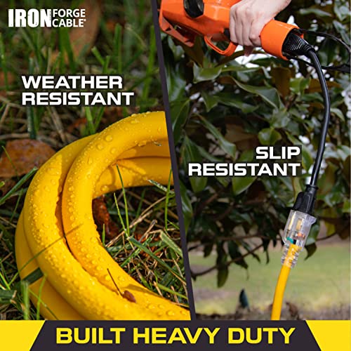 Lighted Outdoor Extension Cords - 12/3 SJTW Heavy Duty Yellow Extension Cords - 5 Lengths to Choose from!