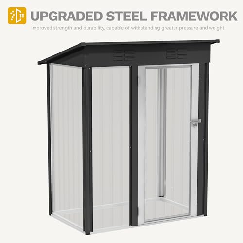 DWVO 10x8 FT Outdoor Storage Shed - Spacious Garden Tool Shed with Lockable Door - Durable Metal Yard Shed for Garden, Patio, and Backyard (Dark Gray)