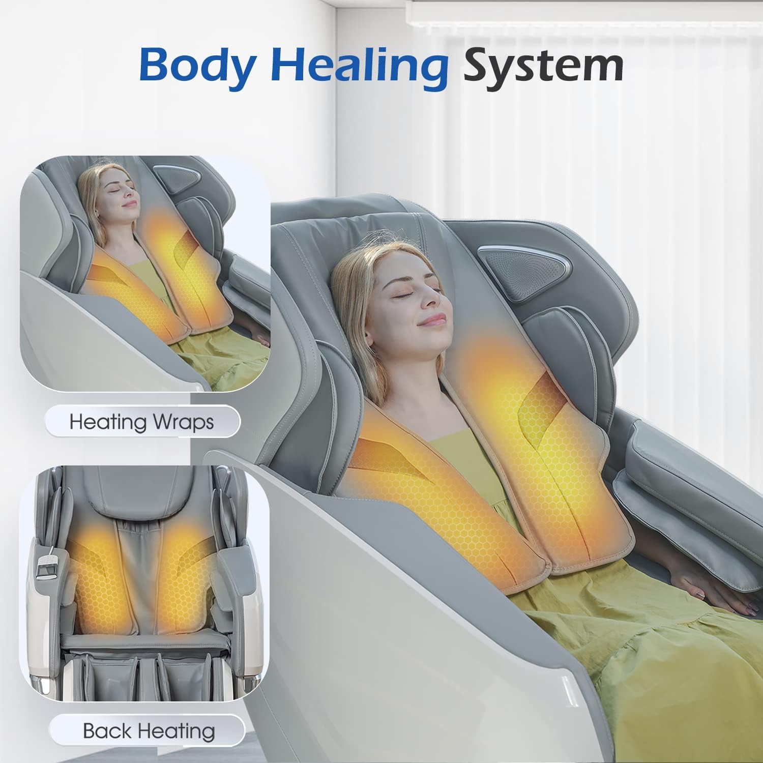 Zero Gravity Massage Chairs with AI Voice, App Control SL Track Zero Gravity Full Body Massage Recliner Gray