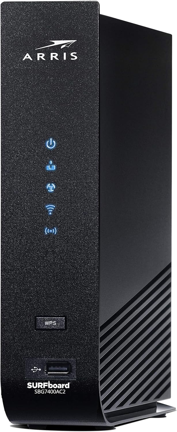 ARRIS SURFboard SBG7400AC2 DOCSIS 3.0 Cable Modem & AC2350 Dual-Band Wi-Fi Router, Approved for Cox, Spectrum, Xfinity & others (black), Max Download Speed: 1000 Mbps