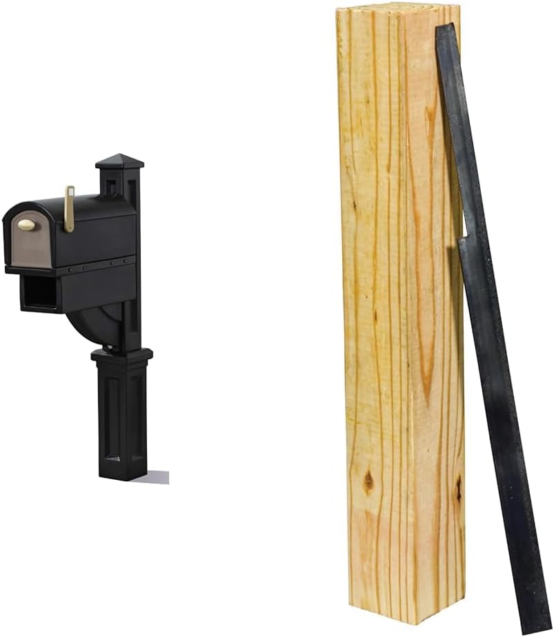 Step2 Mailmaster Hudson Mailbox, Easy to Install, Large Mailboxes for Outside, Heavy-Duty, Weather Resistant, Black & Architectural Mailboxes APK000AM Post Anchor Kit Accessory, No Size, Wood