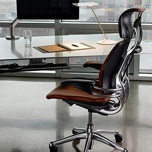 Humanscale Freedom Office Chair with Headrest - Ergonomic Work Chair with Advanced Highly Adjustable Duron Arms and GEL Seat - Wheels for Carpet - Walnut Ginkgo Fabric