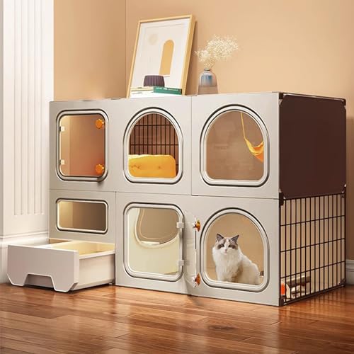 Cat Cage with Cat Litter Box, Large 2/3 Tier Cat Playpen Cat Kennels, Indoor Cat Playpen for Small Animal, Exercise Place Ideal for 1-3 Cat, 49