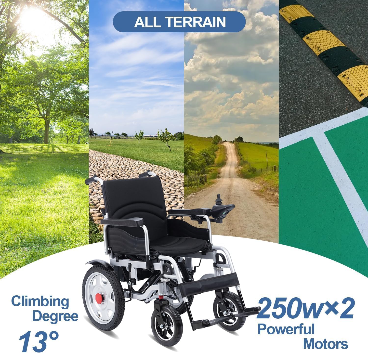 All Terrain Electric Wheelchair Heavy Duty, Foldable Electric Wheelchairs for Adults,Power Wheelchair, Electric Wheelchairs for Seniors,Motorized Wheelchair Portable Airline Approved