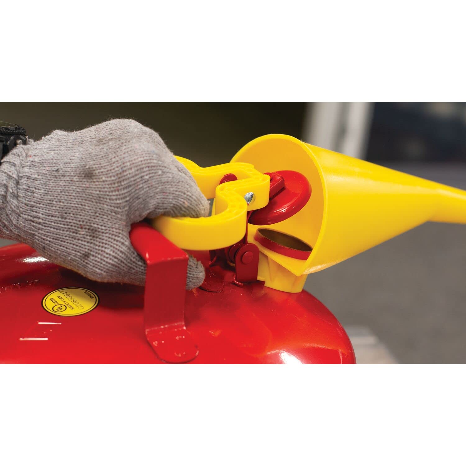 Eagle UI-50-FS Red Galvanized Steel Type I Gasoline Safety Can with Funnel, 5 gallon Capacity, 13.5" Height, 12.5" Diameter,Red/Yellow Pack of 2