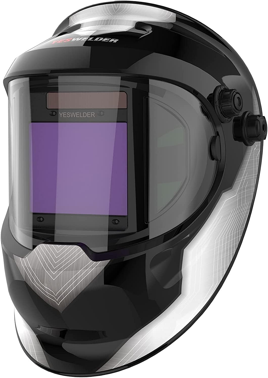 YESWELDER Large Viewing True Color Solar Powered Auto Darkening Welding Helmet with Side View, 4 Arc Sensor Wide Shade 4/5-9/9-13 Welder Mask for TIG MIG ARC Grinding Plasma LYG-Q800D-CP