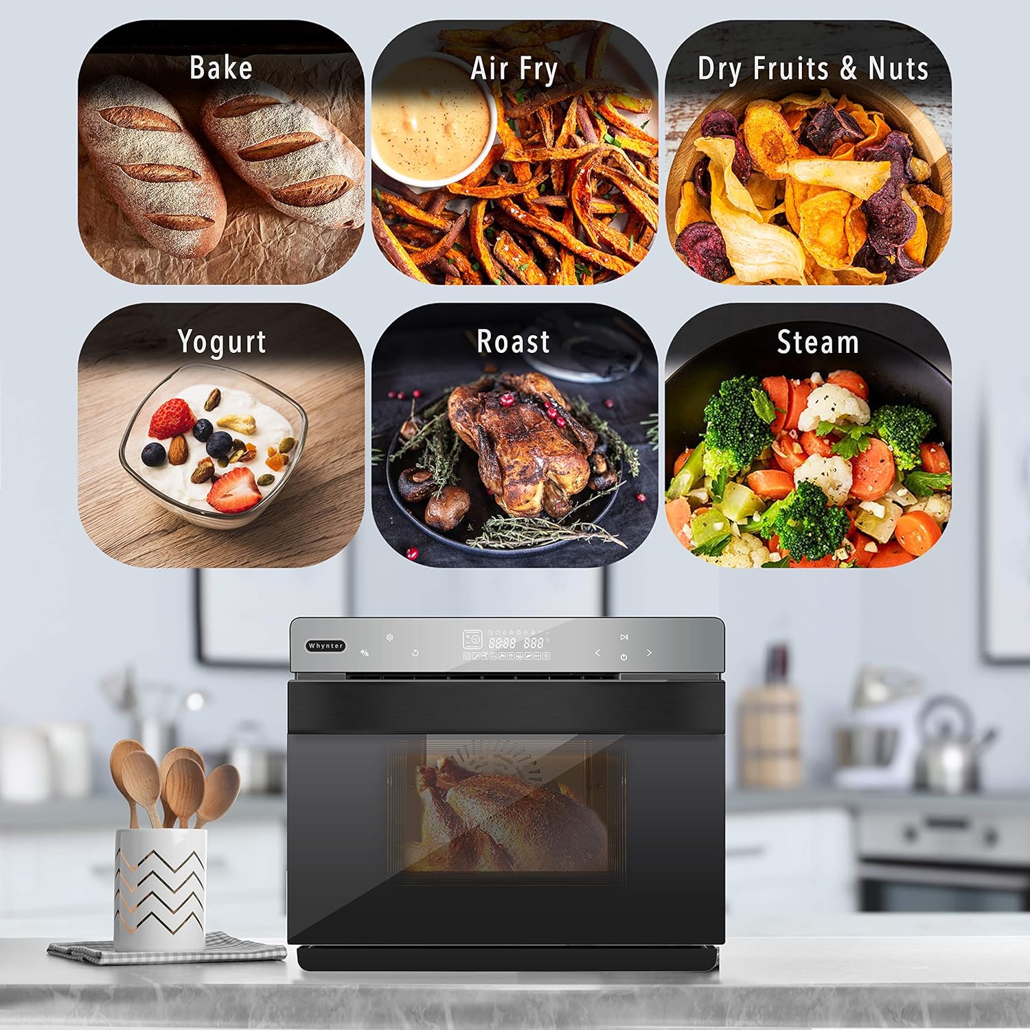 Whynter TSO-488GB Grande 40 Quart Capacity Counter-Top Multi-Function Convection Steam Oven, Black Stainless Steel