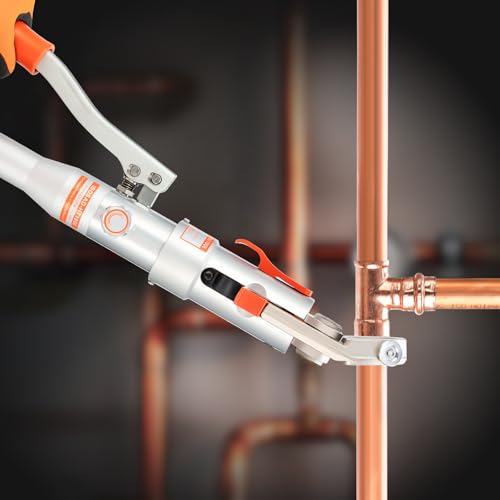 IBOSAD Copper Tube Fittings Hydraulic Pipe Crimping Tool with 1/2 inch,3/4 inch and 1 inch Jaw Copper Pipe Propress Crimpers Pressing Pliers,Suit for Narrow Space and Tee Fitting