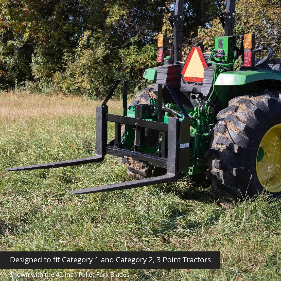 Titan 60-in Pallet Fork Hay Frame Attachment with Rack, Receiver Hitch, Spear Sl