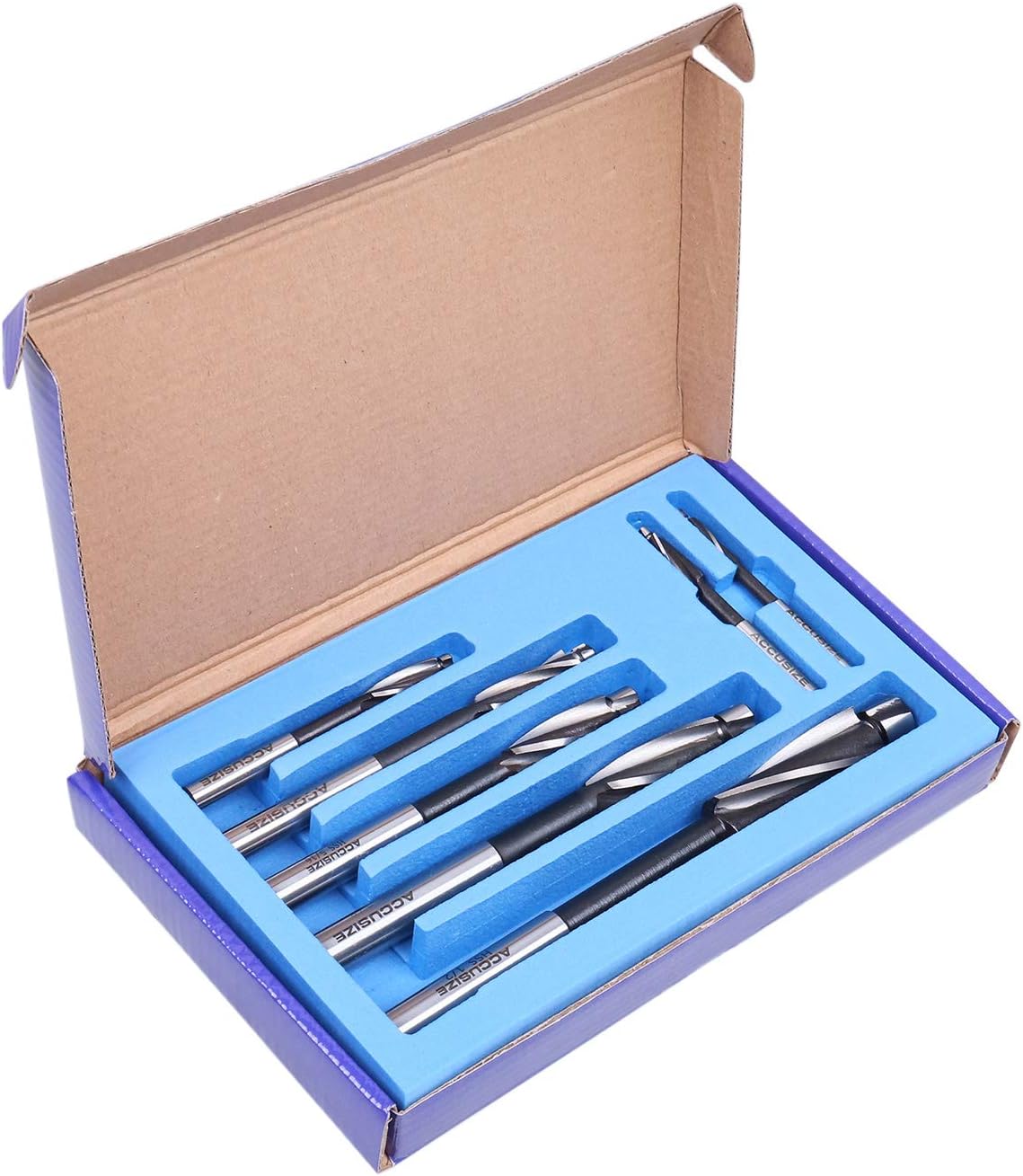 Accusize Industrial Tools H.S.S. Solid Cap Screw Counterbore Set, 3 Flute, Straight Shank, 7 Pc, 508S-0007