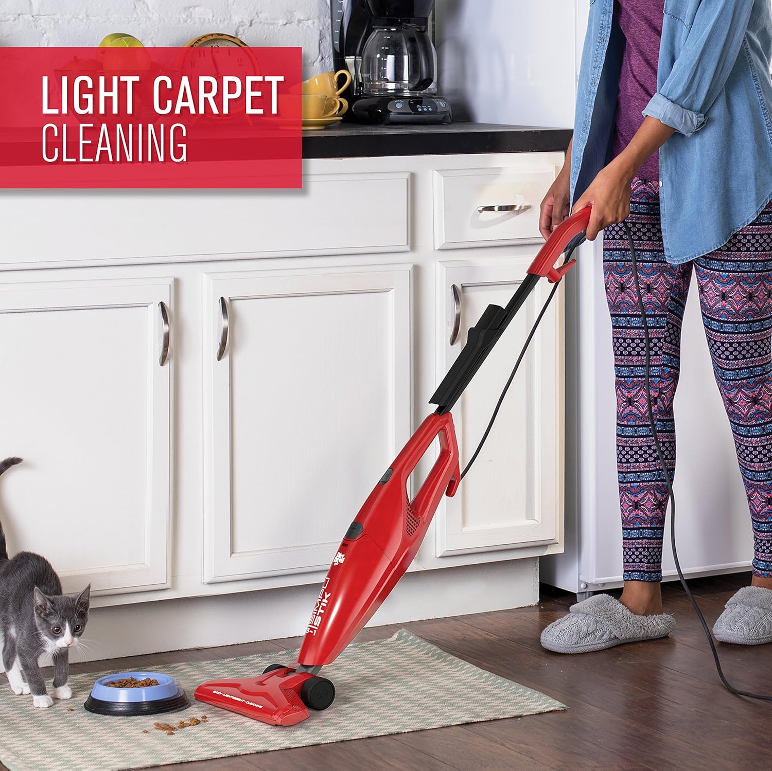 Dirt Devil Simpli-Stik Vacuum Cleaner, 3-in-1 Hand and Stick Vac, Small, Lightweight and Bagless, SD20000RED, Red