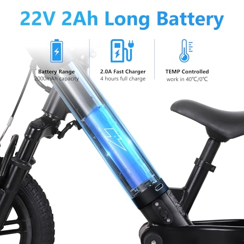 Spacewalk Electric Bike for Kids, 100W Electric Balance Bike Ages 3-5 Years Old, Kid Electric Motorcycle with 3 Speed Modes, 12 inch Inflatable Tire and Adjustable Seat