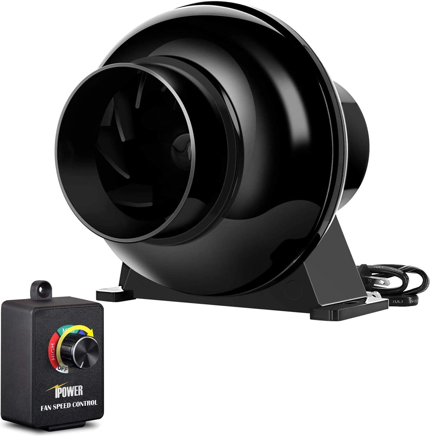 iPower 4 Inch 195 CFM Inline Fan Circulation Vent Blower, Air Carbon Filter and 8 Feet Flexible Ducting for Grow Tent Ventilation, Exhaust, 4 Fan & Filter, HVAC Heating Cooling