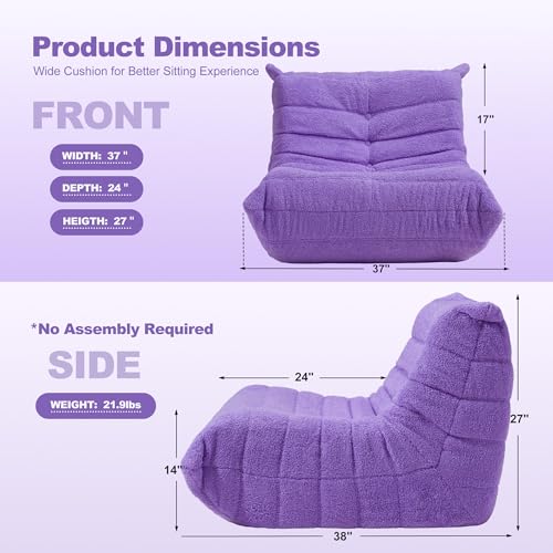 Bean Bag Chair Big Sofa Beanbag Chair for Adults Fireside Chair Bean Bag Lounger with Memory Foam Filled for Home,Apartment or Gaming Venue(Black Plush)