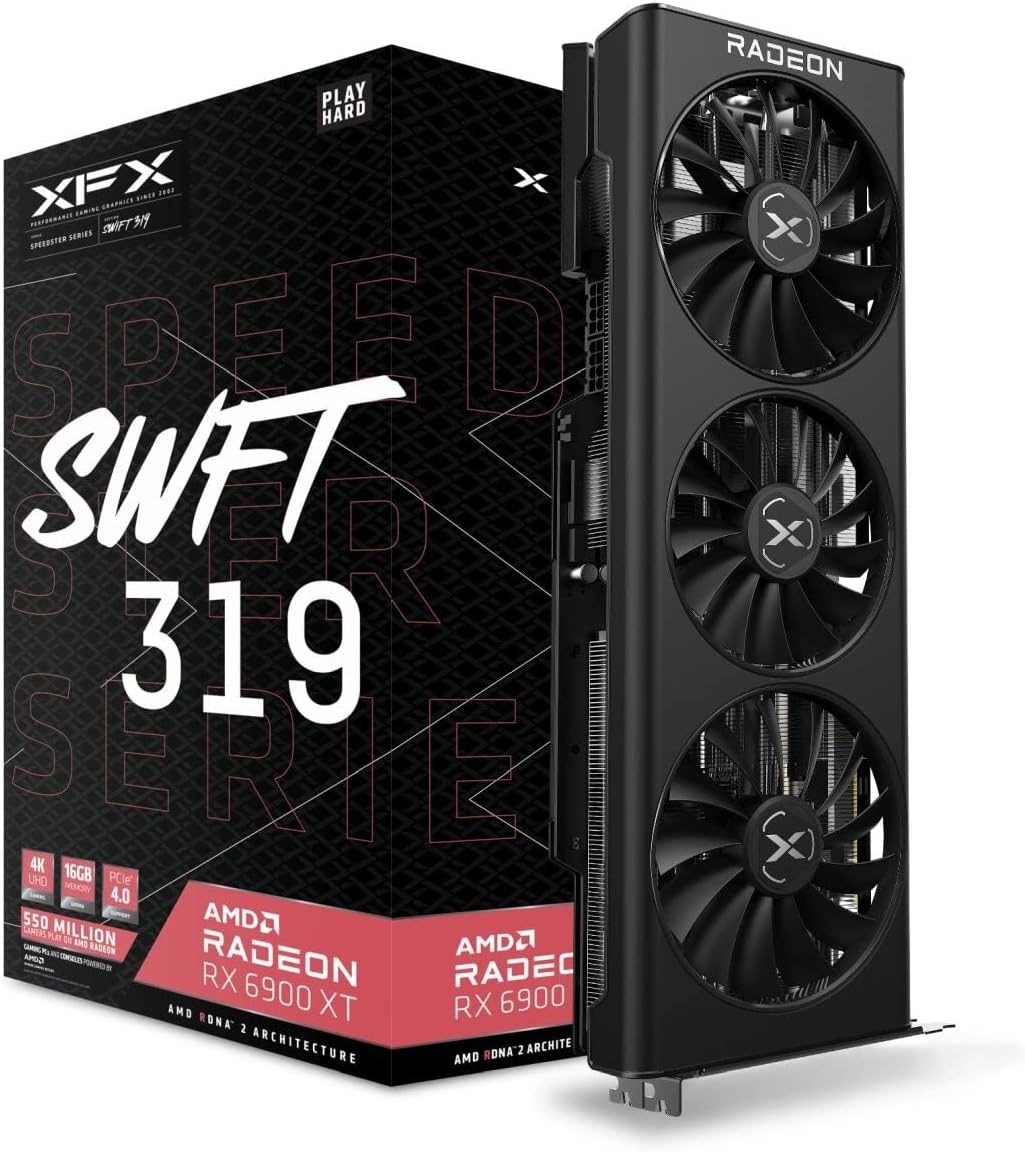 XFX Speedster SWFT 319 AMD Radeon RX 6900 XT CORE Gaming Graphics Card with 16GB GDDR6 HDMI 3xDP, AMD RDNA 2 RX-69XTAQFD9