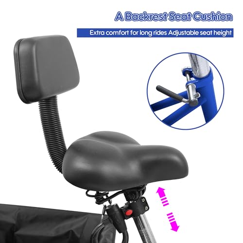 26 Inch Tricycle for Adults, 7 Speed Beach Cruiser Bike Adult Tricycles for Women Men, 3 Wheel Bikes for Adults Large Seat with Backrest, Three Wheel Bikes with Front & Rear Baskets
