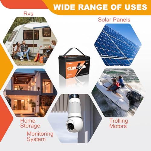12V 300Ah LiFePO4 Lithium Battery, Built-in 200A BMS with 6000+ Deep Cycles Rechargeable 3840Wh Lithium Battery for RV Solar Marine Solar Panel Camping
