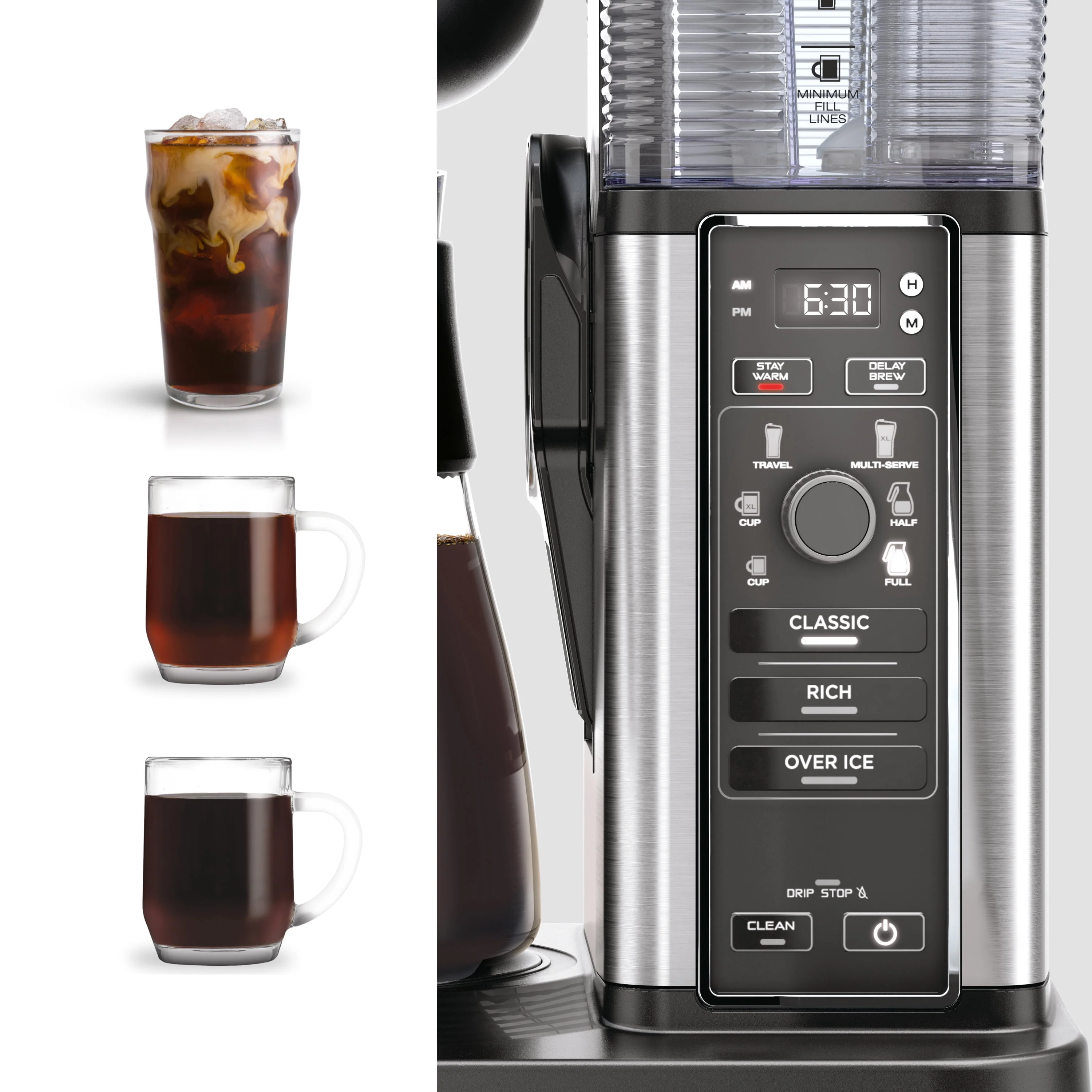 Ninja® CM300 Hot & Iced Coffee Maker, Single Serve Coffee Maker, Drip Coffee, Stainless, Glass Carafe