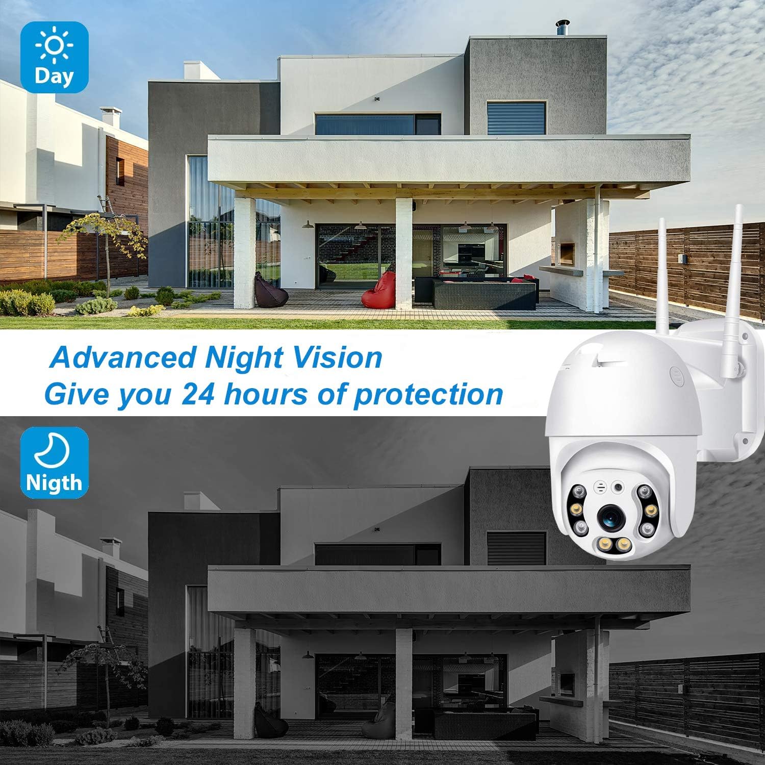 Wireless Security Camera, 2K Home WiFi IP Camera, Pan Tilt Dome Surveillance Camera, Two-Way Audio Motion Detection, Clear Night Vision, Waterproof CCTV Camera, Give Away 32G SD Card. Pack of 2