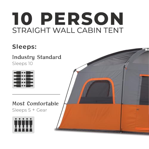 CORE Tent for Family Camping | 10 Person / 11 Person / 12 Person Large Multi Room Cabin Tents for Car Camping & Outdoor Adventures