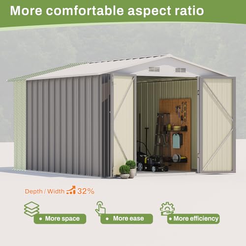 Patiowell 3 x 3 FT Outdoor Storage Shed,Small Garden Tool Storage Shed with Sloping Roof and Single Lockable Door, Outdoor Shed for Backyard Garden Patio Lawn, Grey