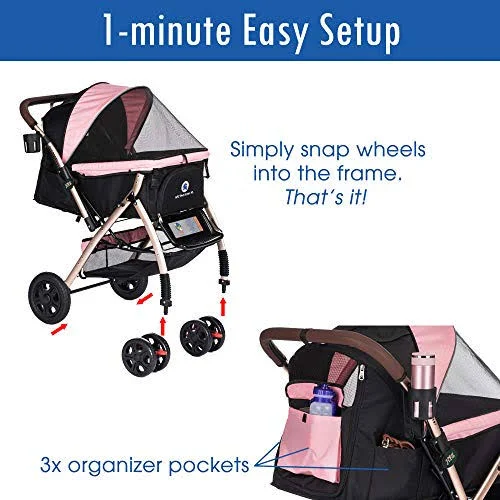 HPZ Pet Rover XL Extra-Long Premium Heavy Duty Dog/Cat/Pet Stroller Travel Carriage with Convertible Compartment/Zipperless Entr