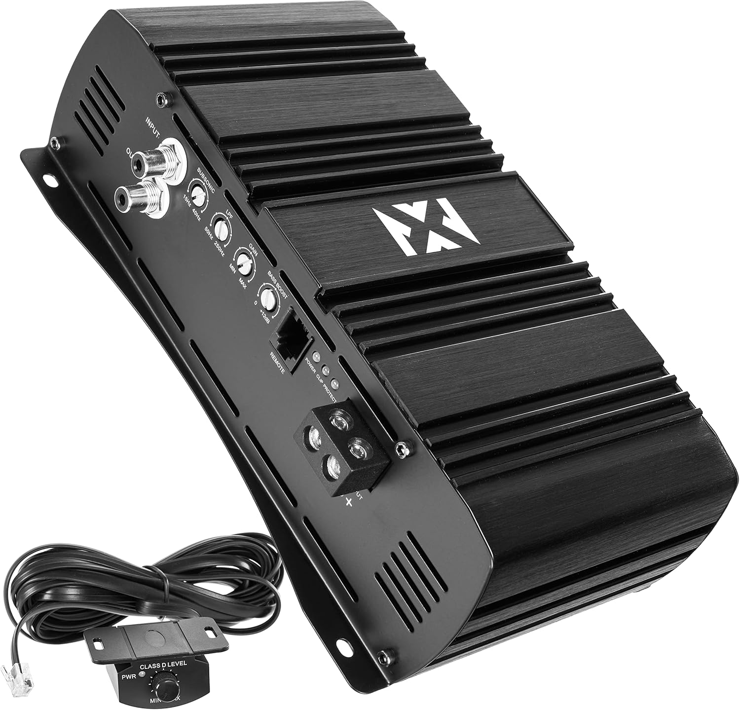 NVX XAD13 2000W RMS 1-OHM Stable Full Bridge Class D High Power Competition Monoblock Car Audio MOSFET Amplifier with Remote Subwoofer Level Control
