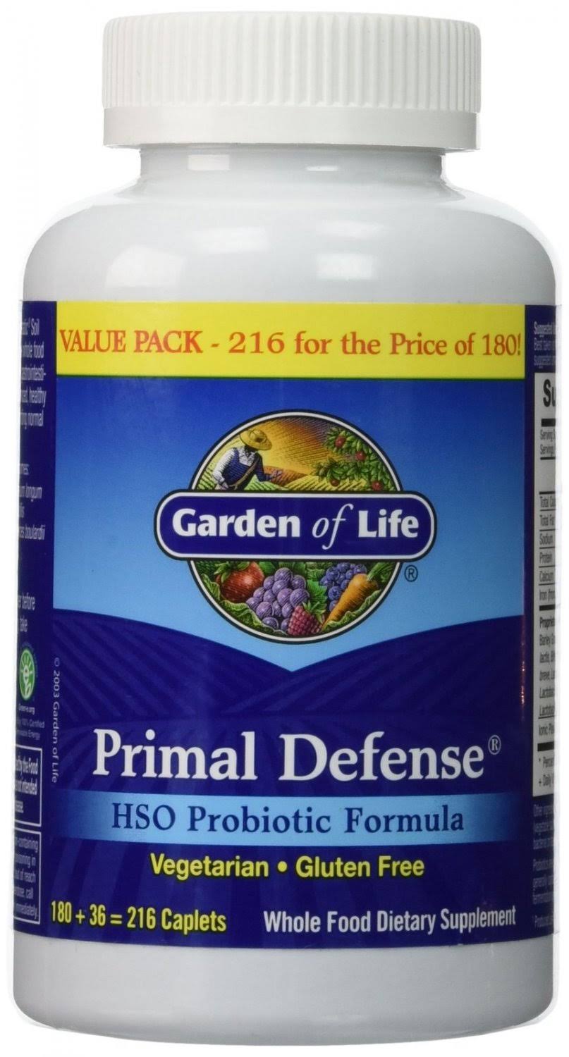 Garden of Life Whole Food Probiotic Supplement - Primal Defense HSO Probiotic Formula Dietary Supplement, 216 Vegetarian Caplets