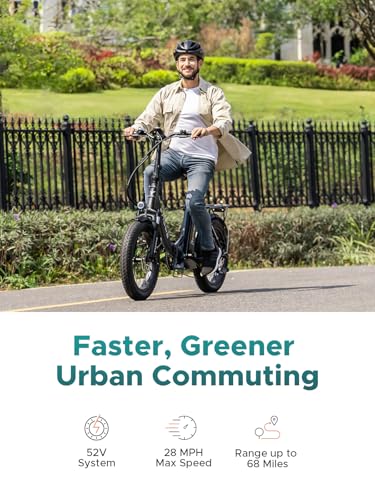 ENGWE 1125W/750W Electric Bike for Adults, L20 2.0 20''×3.0" Fat Tire Electric Bicycle 52V/36V 13Ah Removable Battery Max Range 68/62Miles & 28/20MPH for Urban Commuters, Dual Suspension