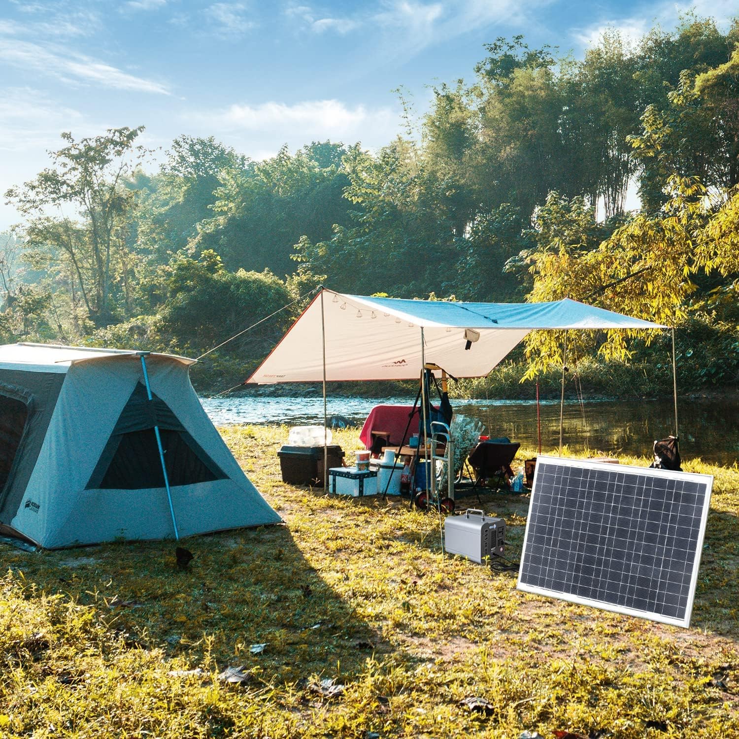 Energy Storage Power Bank Portable Power Station P500S1, Backup Lithium Battery, 110V/500W Pure Sine Wave AC Outlet, Solar Generator (Solar Panel Not Included) for Outdoors Camping Travel Hunting ,Blackout