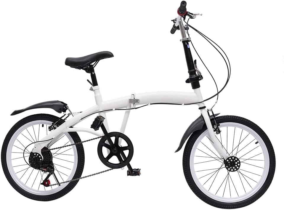 ‎20" Folding Bike, Bicycles Folding Bike for Adult 7 Speed Shifter, Camping Bicycle Light Weight Carbon Steel Height Adjustable Folding Bike for Men and Women