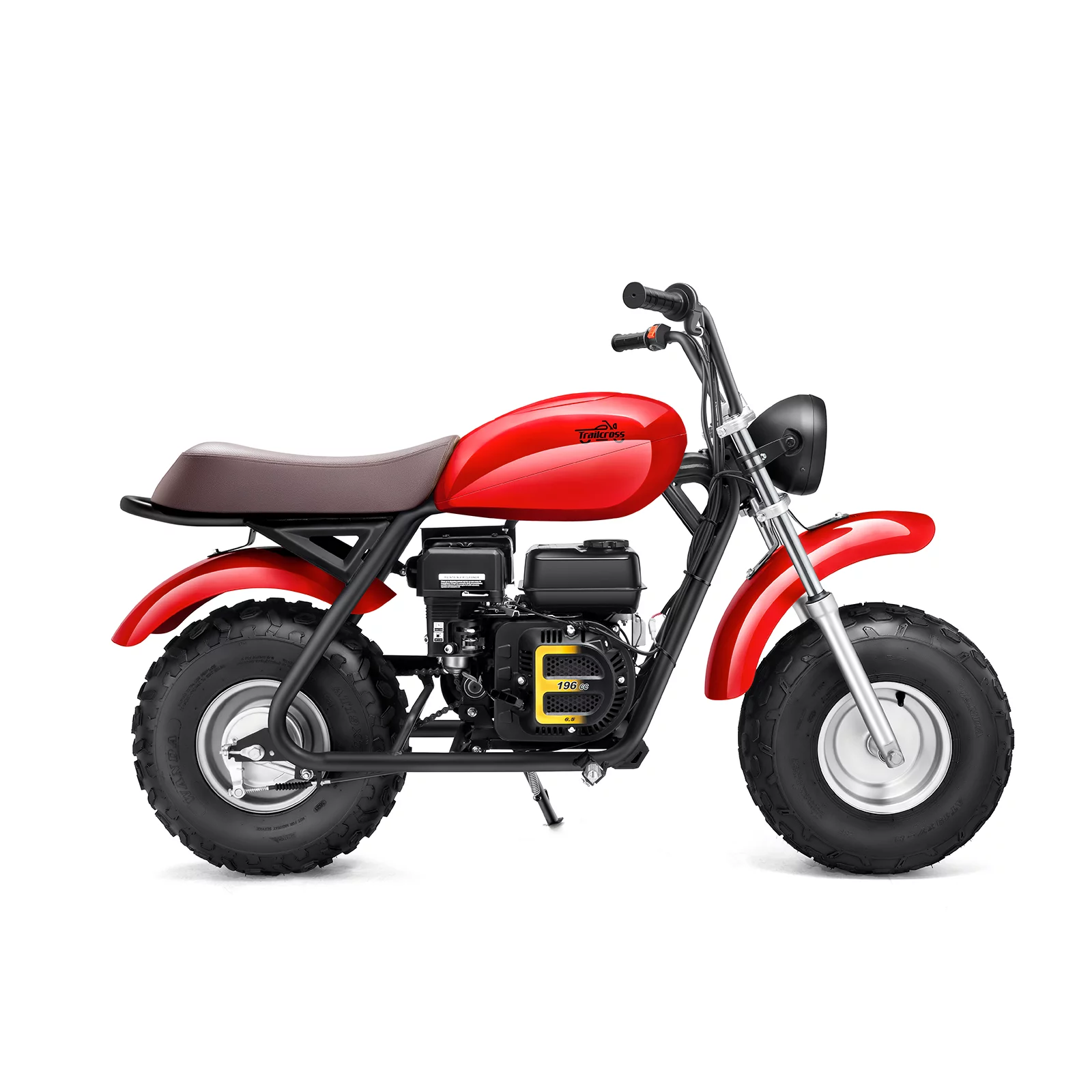 Seangles Off Road 196cc Mini Bike Gas Power Trail Bike Dirt Bike for Kids Youths Adults, Tested and Fully Assembled (Red)