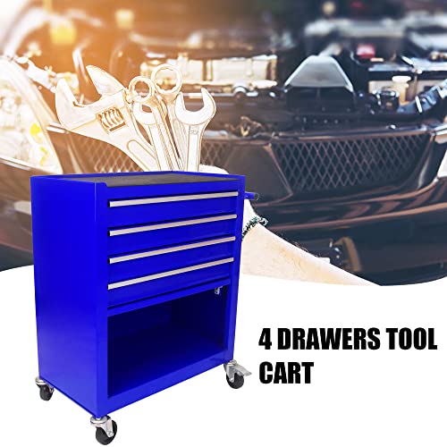4-Drawer Rolling Tool Cabinet with Wheels, Tool Chest Storage Cabinet and Tool Box Organizer for Garage Warehouse Workshop, Black
