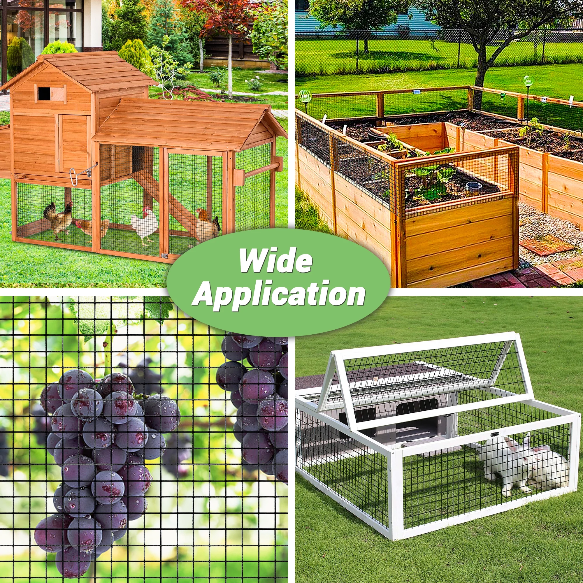 HITTITE Hardware Cloth 1/2 inch 36 x 50 ft, 19 Gauge Black PVC Coated Fence Wire Mesh Roll, Galvanized Welding Vinyl Coated Hardware Cloth for Chicken Coop and Home Improvement Projects.