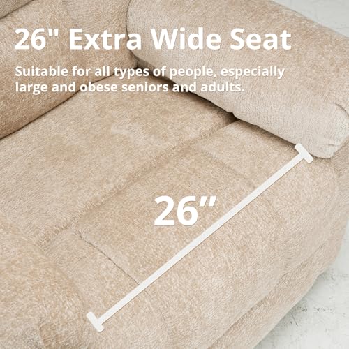 Oversized Power Lift Recliner Chair for Elderly, Extra Wide Lift Chair with Masssage and Heat, Chenille Electric Recliner Chairs for Big and Tall, USB Ports, Coffee