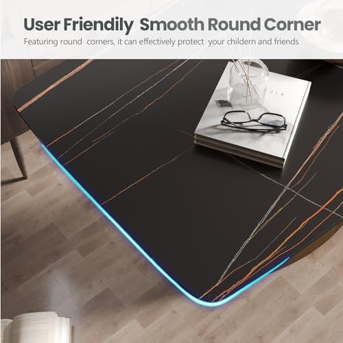 Modern Rectangle Marble Dining Table for 4,63" Black Marble Sintered Stone Top DiningTable,Rectangle Dining Room Table with Unique X-Shape Carbon Steel Pedestal for Kitchen/Living Room(Table Only)