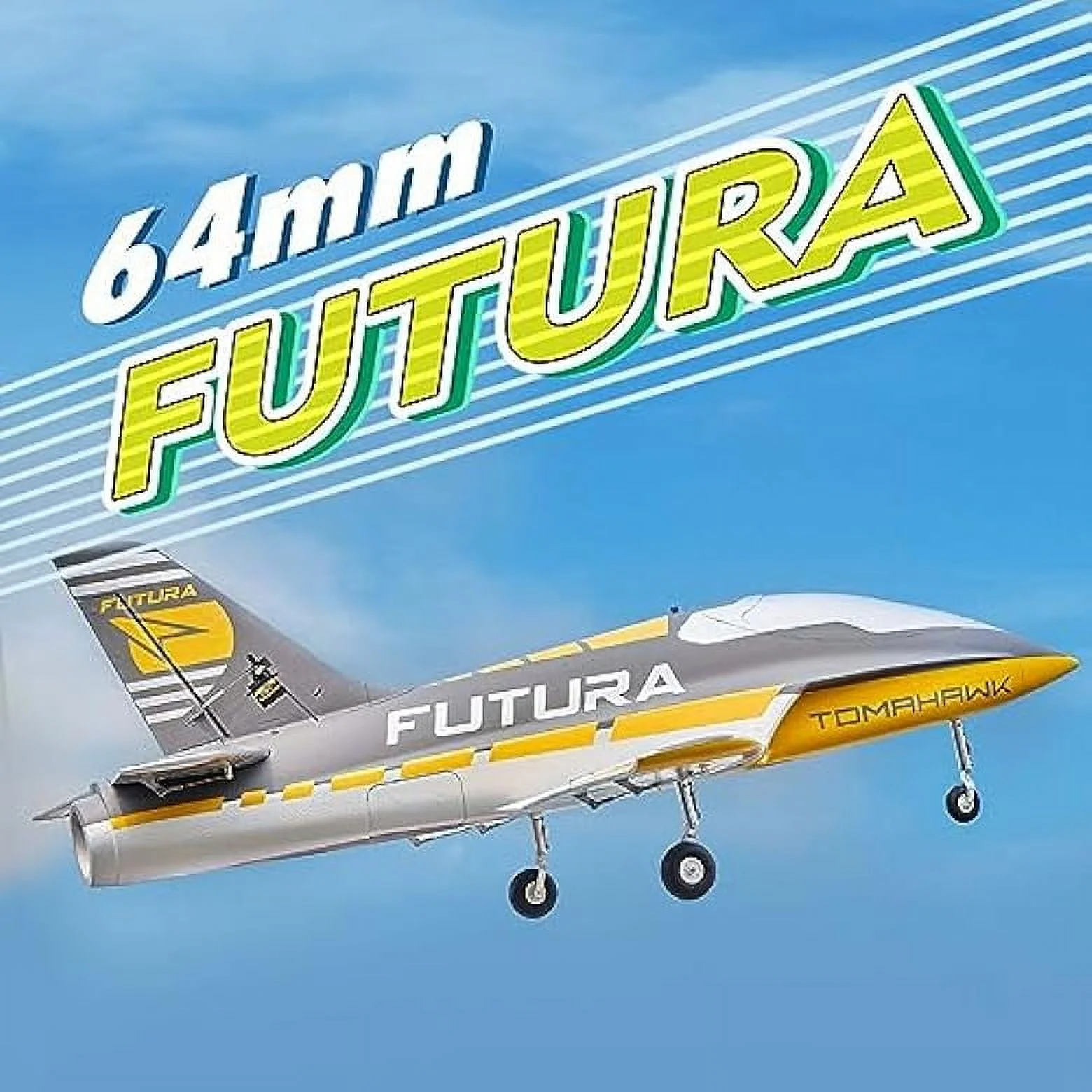 FMS Rc Jets Futura 64MM EDF Sport Jet Yellow rc Airplanes for Adults for Trainers EDF for Beginners 6 Channel Remote Control Planes PNP(NO Transmitter Batteries and Charger)