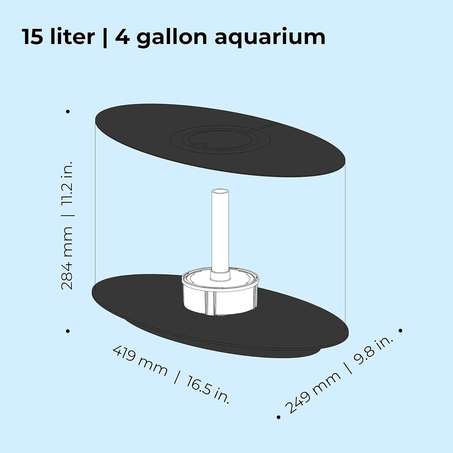 biOrb LOOP 15 Acrylic 4-gallon Aquarium with White LED Lights Modern Compact Tank for Tabletop or Desktop Display, Black-Trimmed Tank