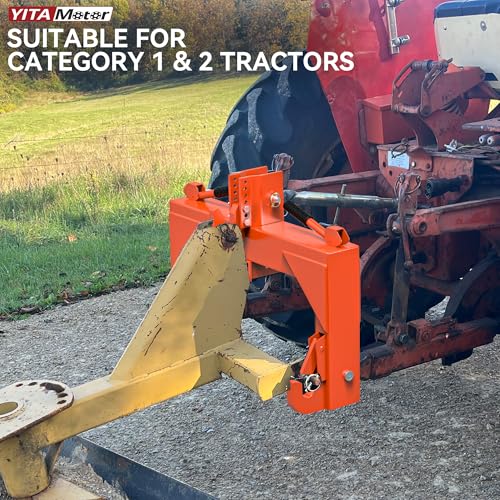 YITAMOTOR 3 Point Quick Hitch, 3000 lbs 3-Pt Attachments with 2" Receiver Hitch Adaptation to Category 1 & 2 Tractor with 5 Level Adjustable Bolt