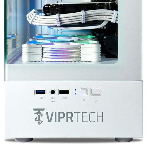 ViprTech Stryker 4.0 Liquid-Cooled PC - AMD Ryzen 7 (4.4GHz Turbo), RTX 4060 8GB, 32GB DDR4 3200, 1TB NVMe SSD, 700W PSU, WiFi BT, Win 11 Pro, RGB, Gaming Desktop Computer Prebuilt, White