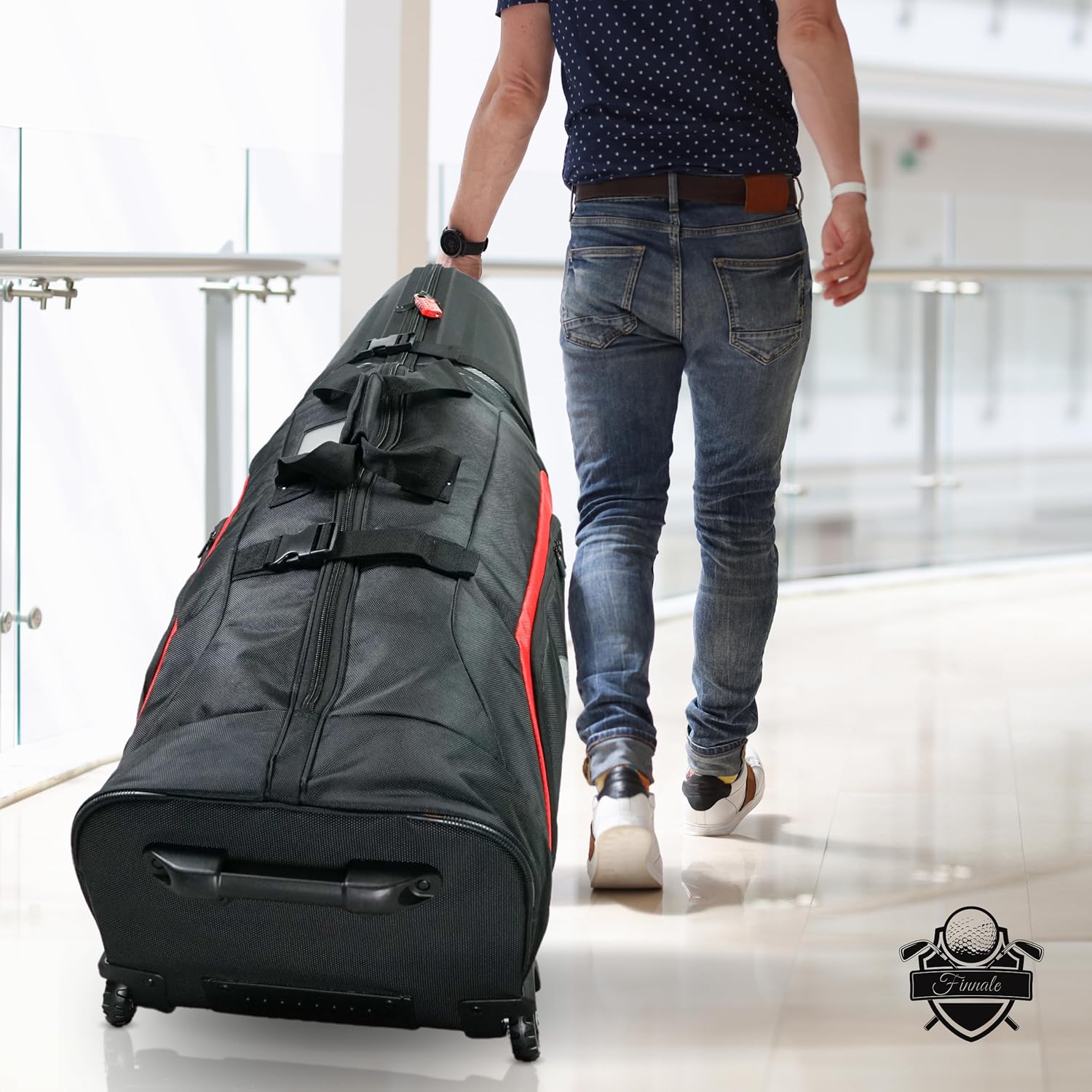 Golf Travel Bags for Airlines with Hard Case Top - Golf Travel Bag with 1680D Ballistic Nylon & Tank Wheels - Compact Design with TSA Lock and Dust Bag - Light & Easy to Maneuver Golf Travel Cover