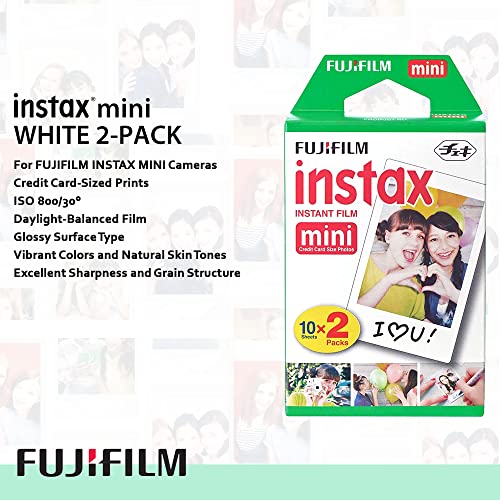 Fujifilm Instax Mini Link 2 Smartphone Printer Clay White, Fuji Instax Mini Film 40 Sheets, Protective Case, Instant Printer Bundle