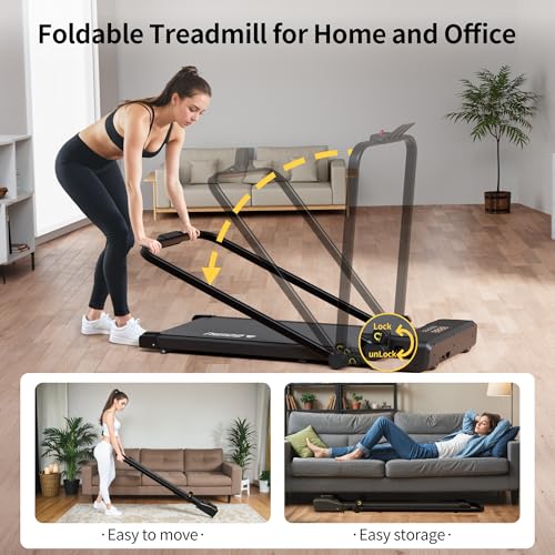 Walking Pad, 3 in 1 Foldable Treadmill for Home & Office, 285lb Wallking Pad Treadmill 2.5HP Under Desk Treadmill with Remote Control, Walking Jogging Pad with Handle Bar